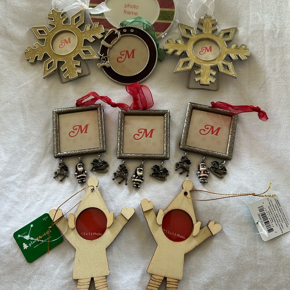 Nine Holiday Photo Frame Ornaments Bundle